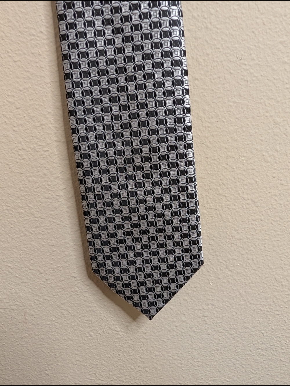 Giorgio Brutini Collezione Necktie Black Silver Geometric Jacquard Woven Dress T